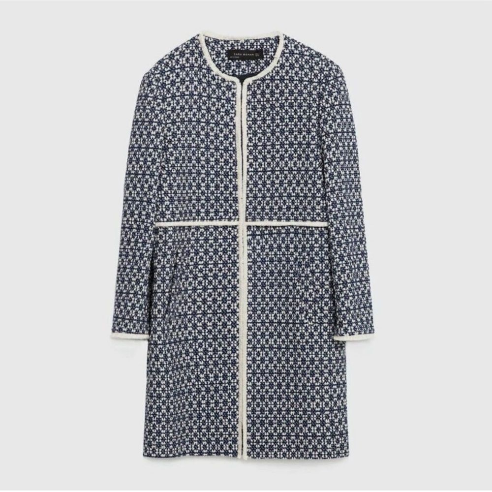 Zara Woman Tweed Frayed Jacket
